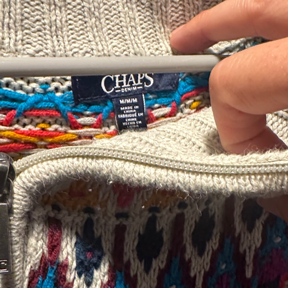 Chaps Gray Sweater with Colorful Pattern - Picture 2 of 4